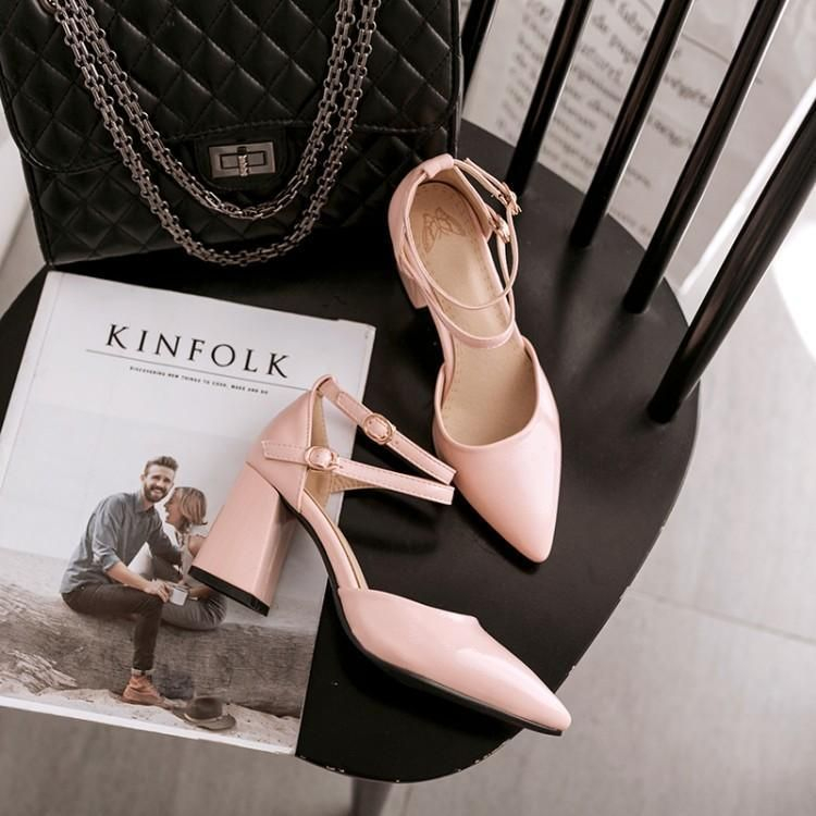 Freesia - Kunstleren pumps met puntige blokhak