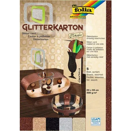 Folia Glitterkarton Classic, 5 Blatt