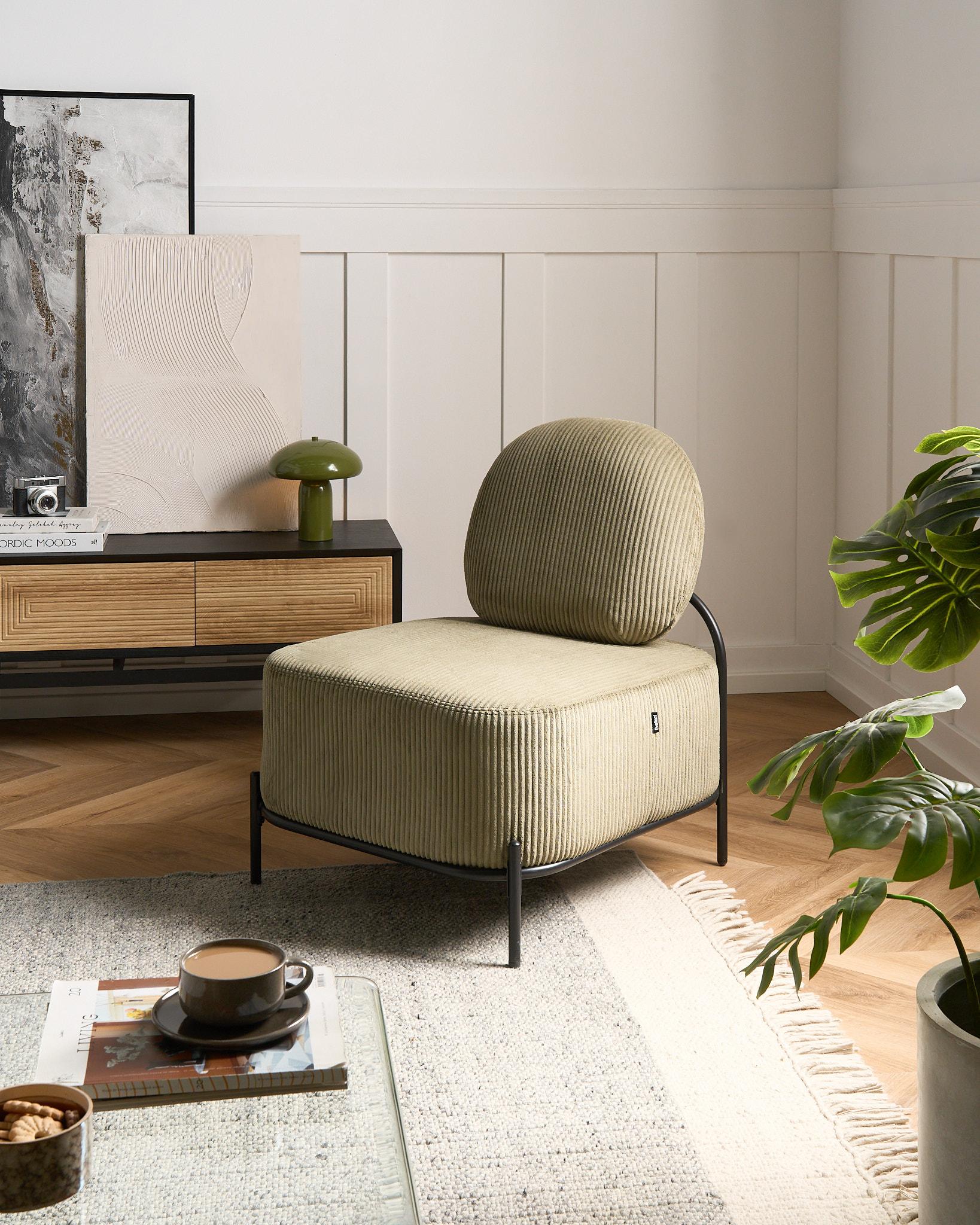 Fauteuil LUNDE Corduroy Groen