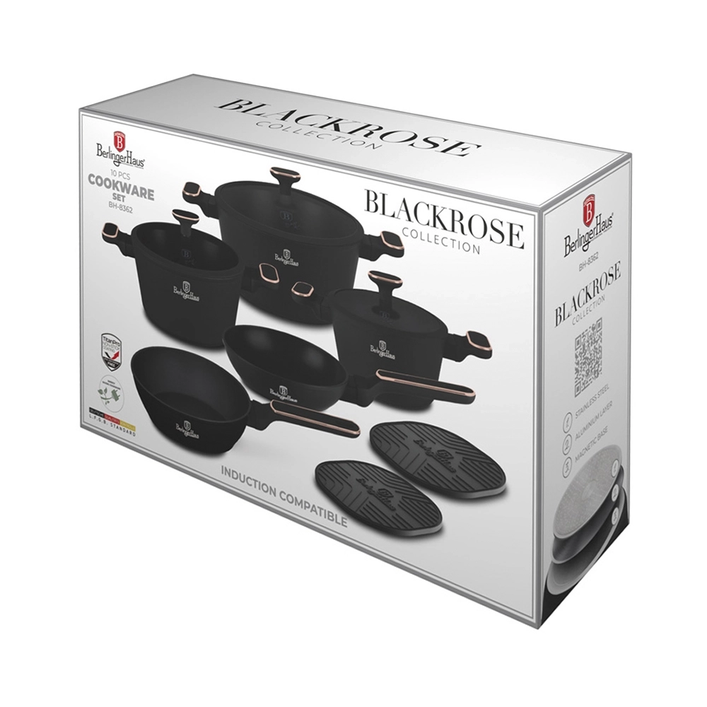 Berlinger Haus 10-teiliges Kochgeschirr-Set Black Rose Collection
