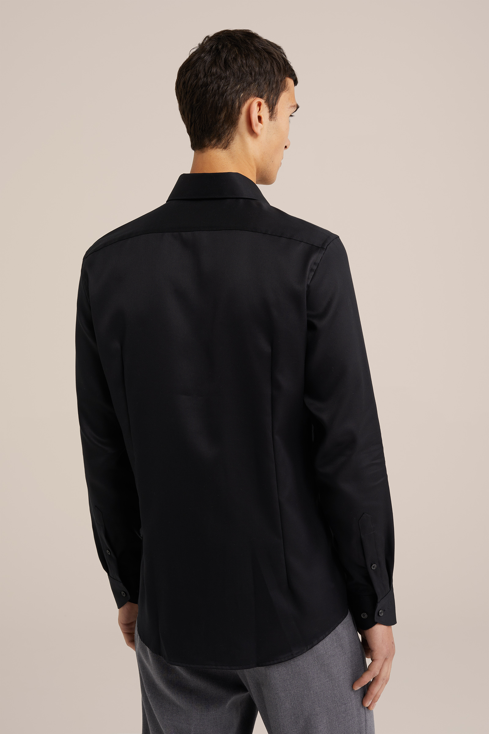 slim fit overhemd met structuur WE Fashion Zwart