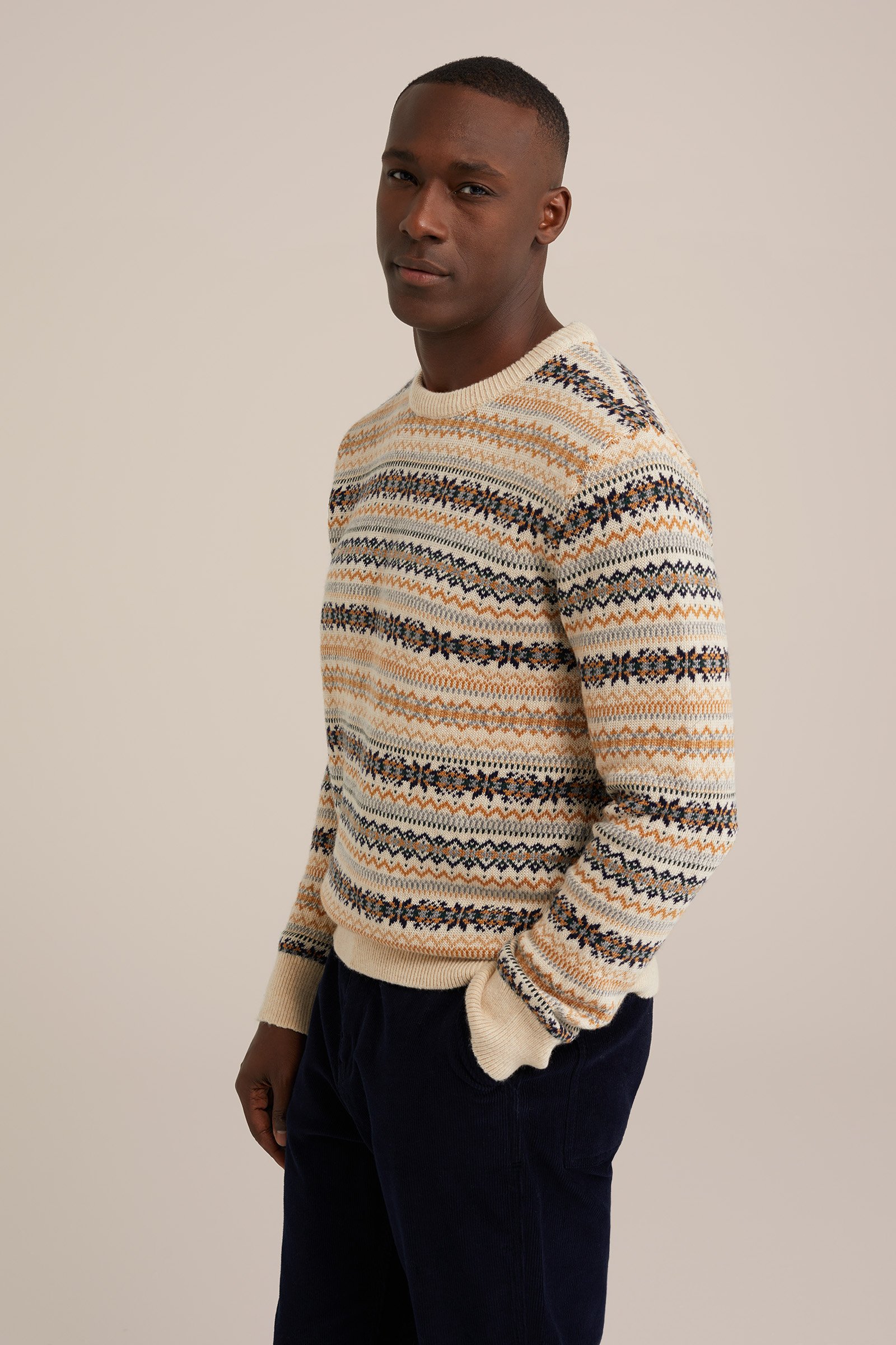 trui met dessin WE Fashion Beige