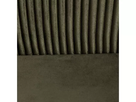 Fauteuil en Velours Vert Kaki plissé et pieds en métal noir