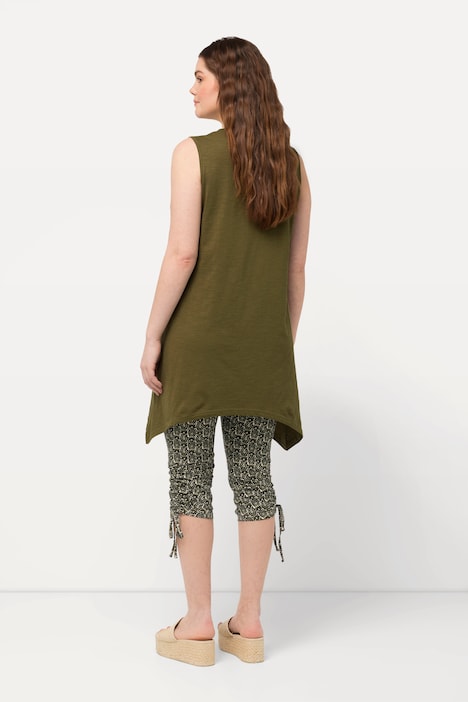 Longtop, Zipfelsaum, A-Linie, V-Ausschnitt, Biobaumwolle