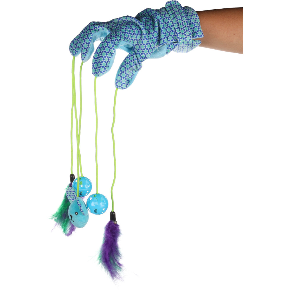 Gant avec jouets bleu 55 cm x 3.8 cm pour chat