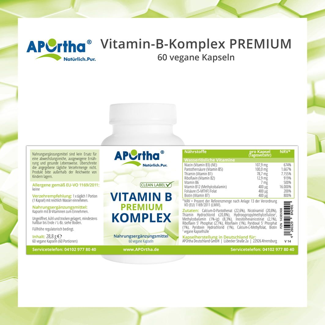 APOrtha® Vitamin-B-Komplex Kapseln hochdosiert PREMIUM