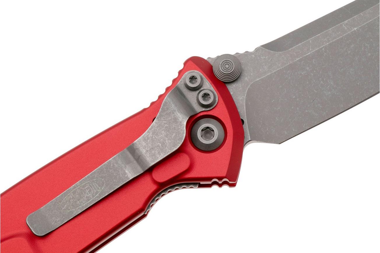 Microtech Socom Elite 160-10APRD, Apocalyptic Stonewashed M390 Tanto, Red Aluminum zakmes