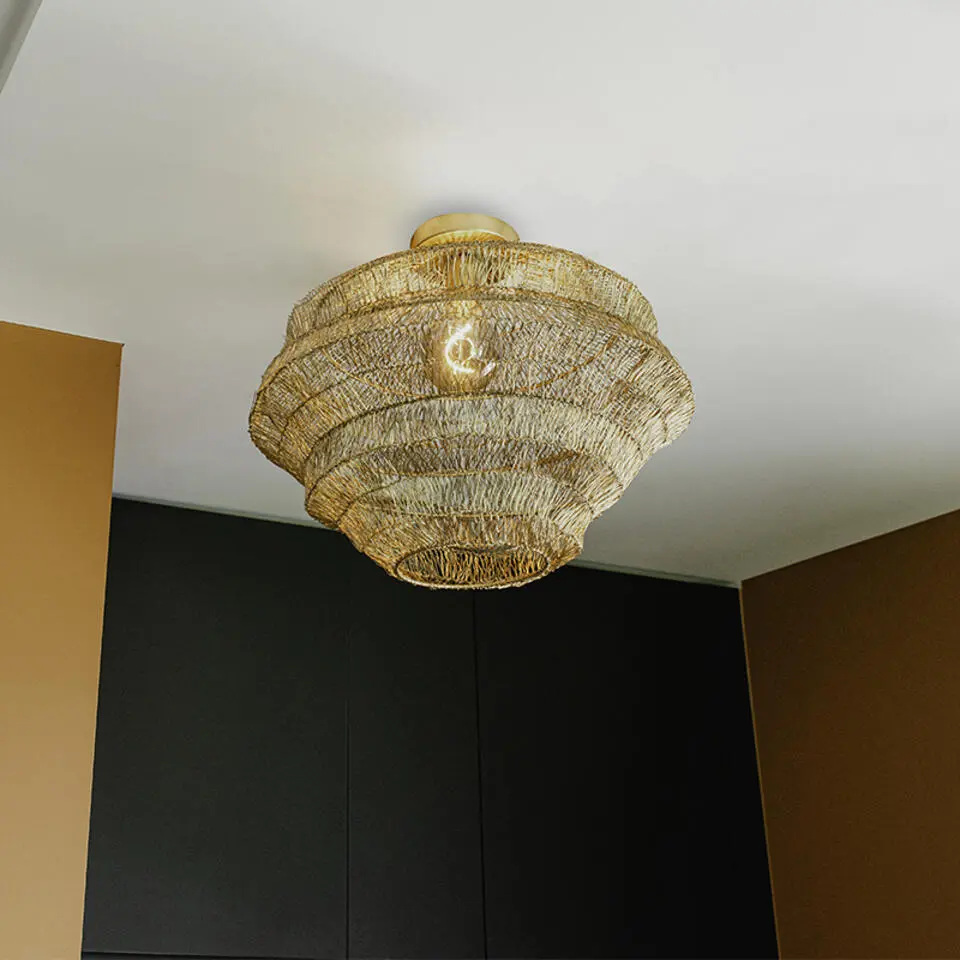 Qazqa plafondlampen vadi goudkleurig e27