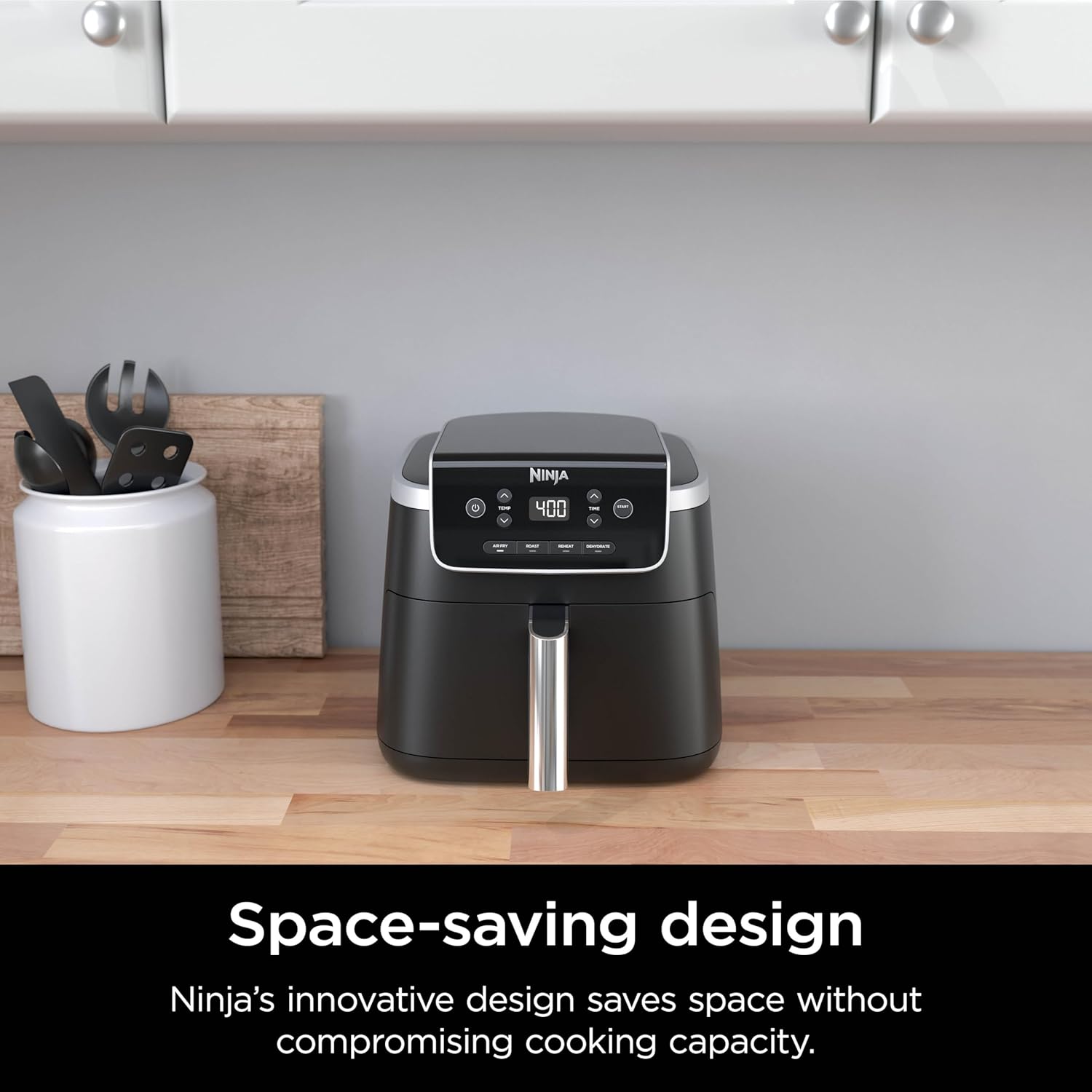 Ninja AF141 – Friteuse à air comprimé Pro 4 en 1 avec capacité de 5 litres, friture à air, rôti, réchauffement, déshydratation, technologie Air Crisp avec 400 °C pour des résultats chauds et