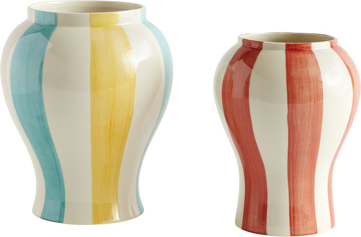 Hay Sobremesa Stripe Vase-Small-Red Red