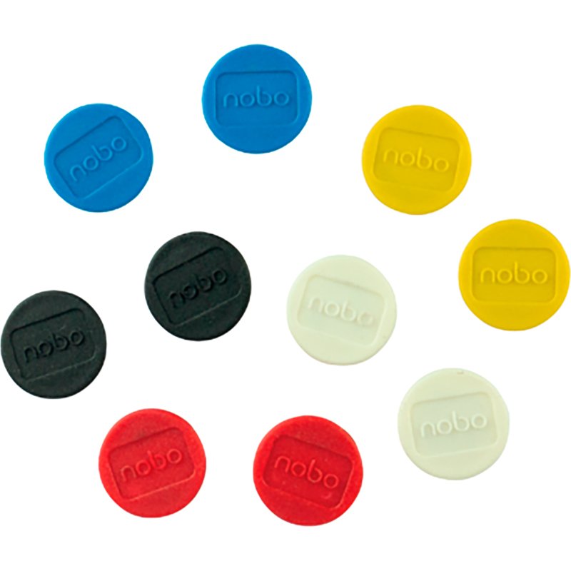 Aimants colorés Ø 24 mm pour tableaux blancs magnétiques Nobo – Lot de 10