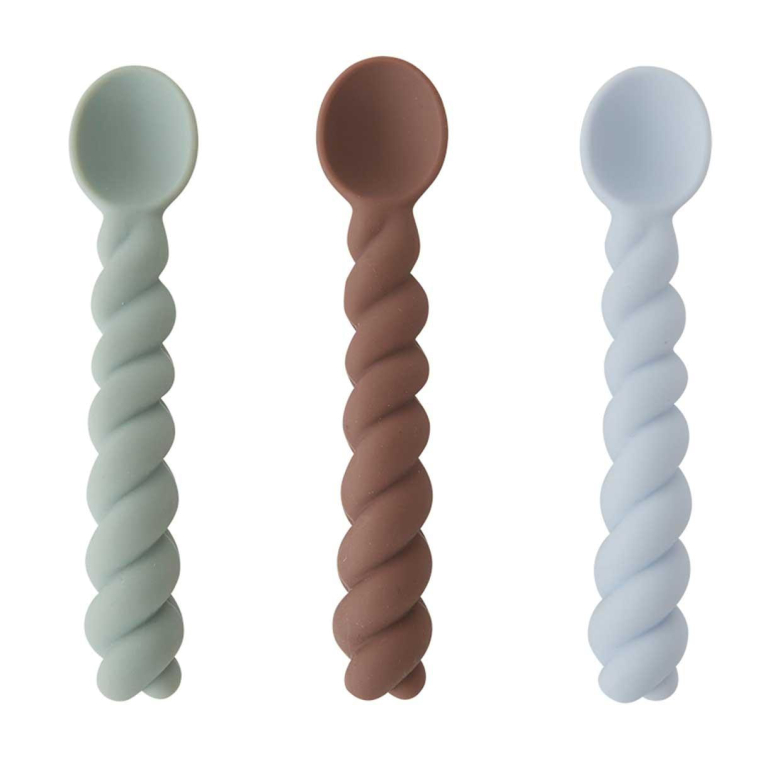 OYOY Mellow lepels set van 3 Blue, Taupe, Mint
