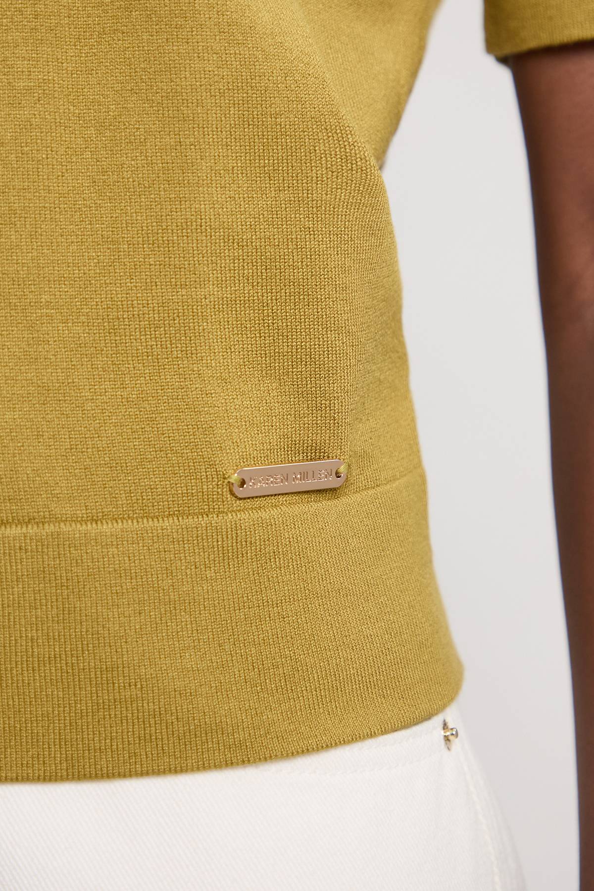 KarenMillen Haut En Maille Mélangée Viscose À Col Rond Et Manches Courtes