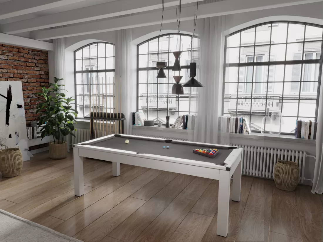 Table transformable blanche - Billard & Ping-pong - L182 x l102 x H80 cm - HENK