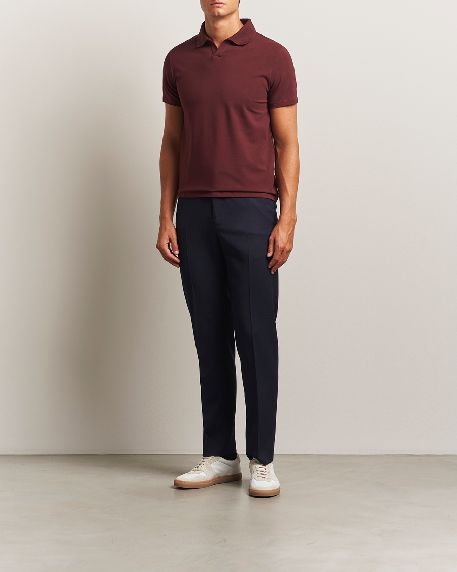 Filippa K Soft Lycra Polo T-Shirt Burgundy