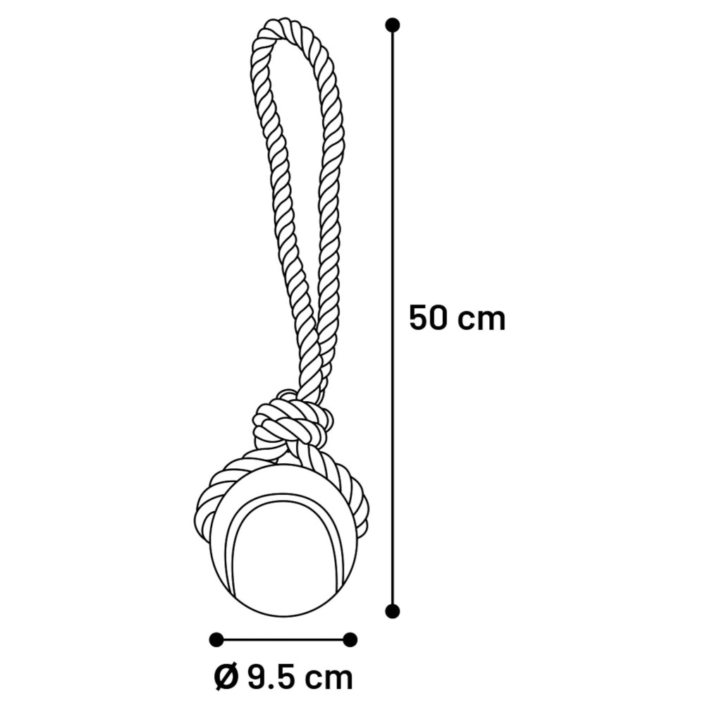 Jouet corde à tirer avec balle bleu ø 12 cmx 50 cm pour chien