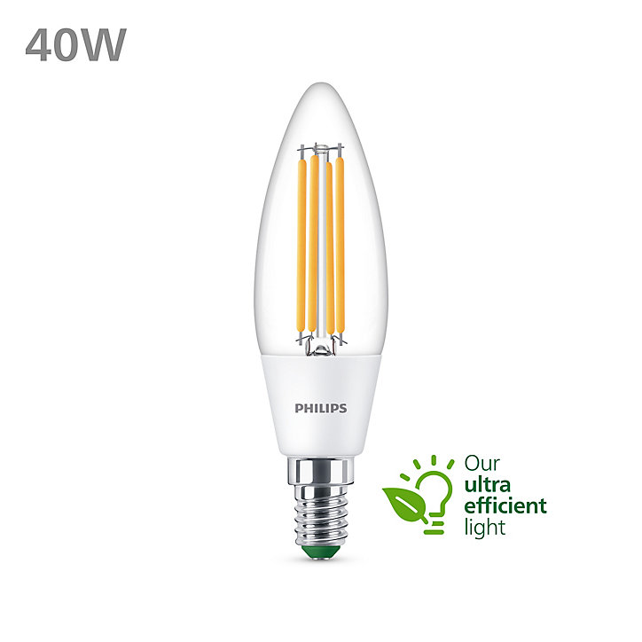 Ampoule LED E14 blanc chaud Philips Ultra Standard 485lm 2,3W=40W