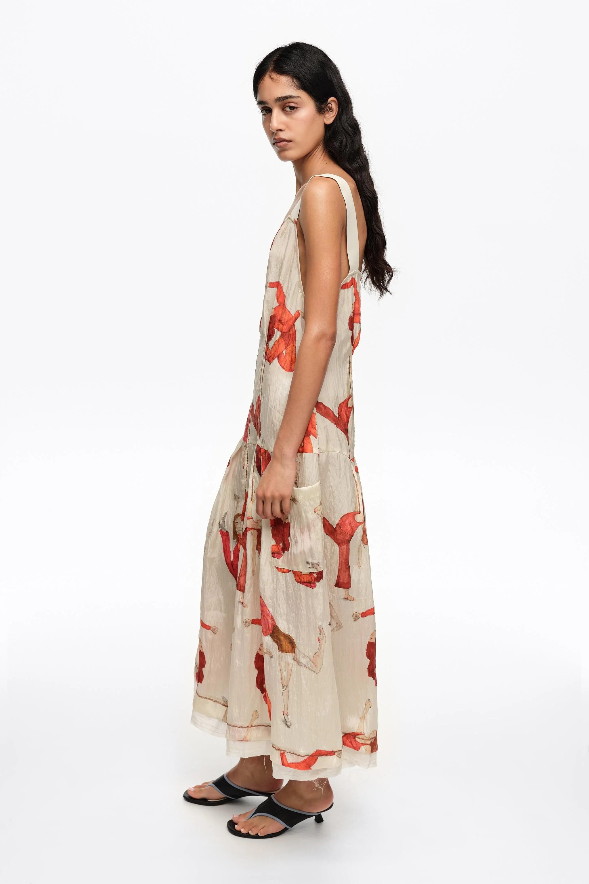 Vestido de alças finas estilo A para dançarinas
