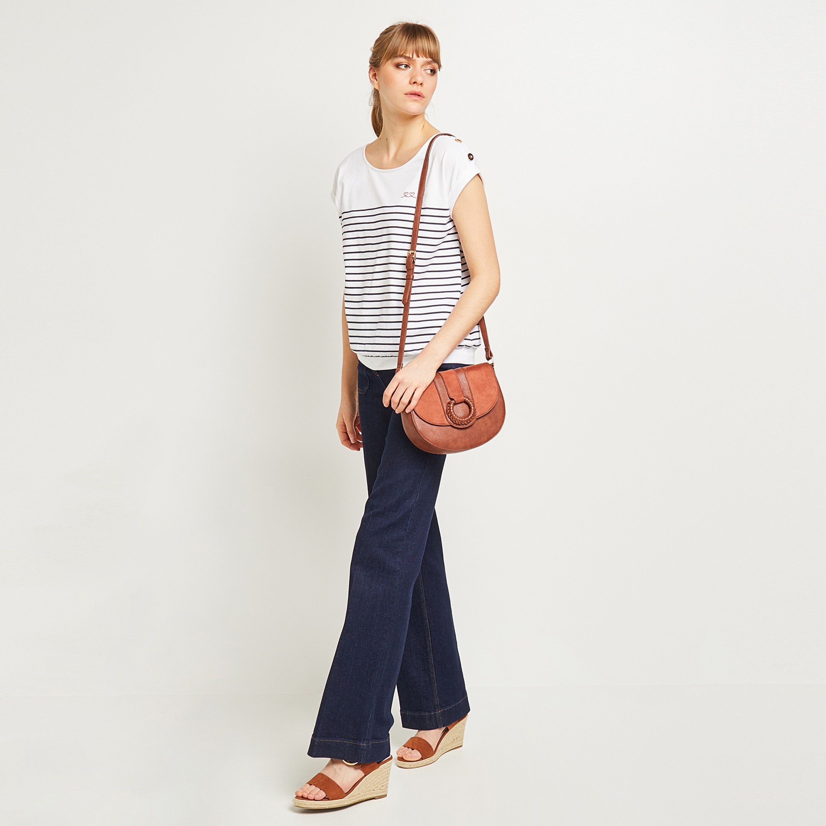 Tshirt marinière femme - BLANC