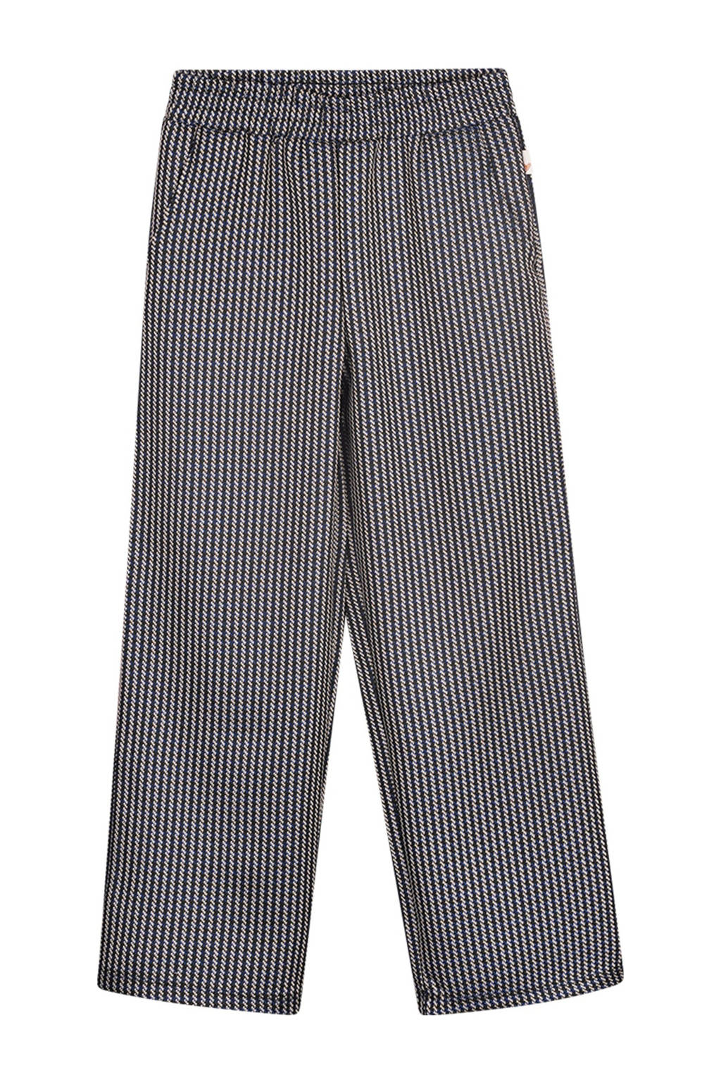 Moodstreet straight fit broek Belle met all over print zwart/ecru