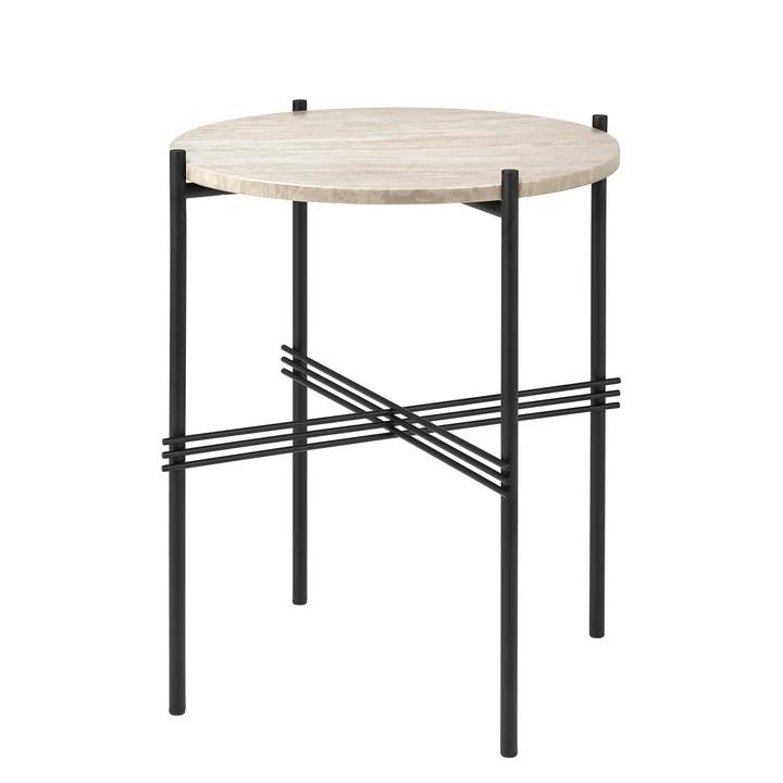 Gubi - TS Outdoor Beistelltisch, Ø 40 cm, schwarz / weiss