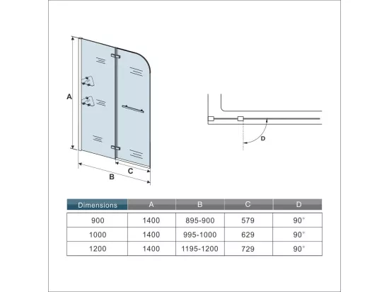 Aica pare baignoire 100x140cm paravent pivotant,5mm verre de sécurit,Paroi de douche pour baignoire,avec porte-serviette en inox et 2 étagères
