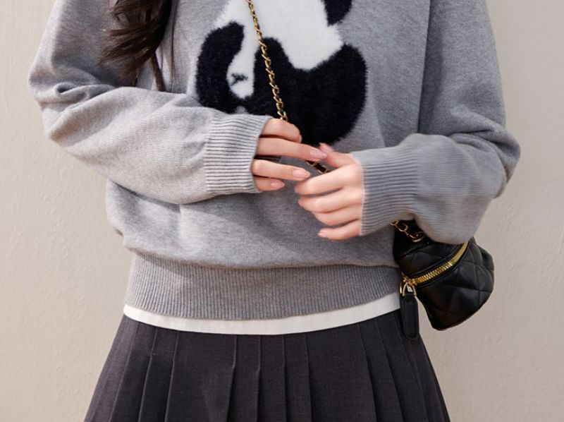 Dragan Pulse - Ronde hals Panda Jacquard Trui