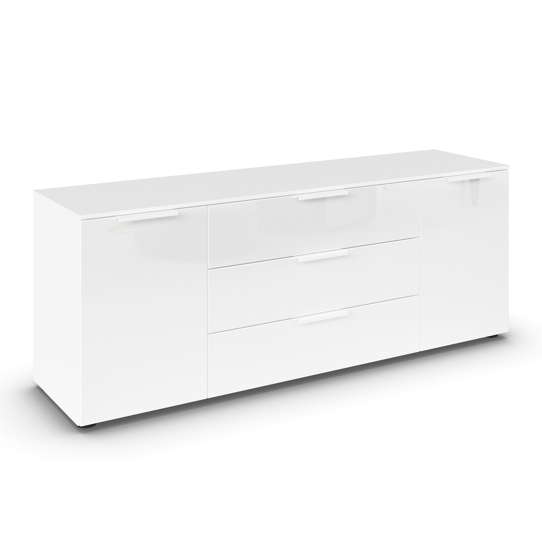Lowboard - Alpinweiß - weiß - Glasfront - 160 cm