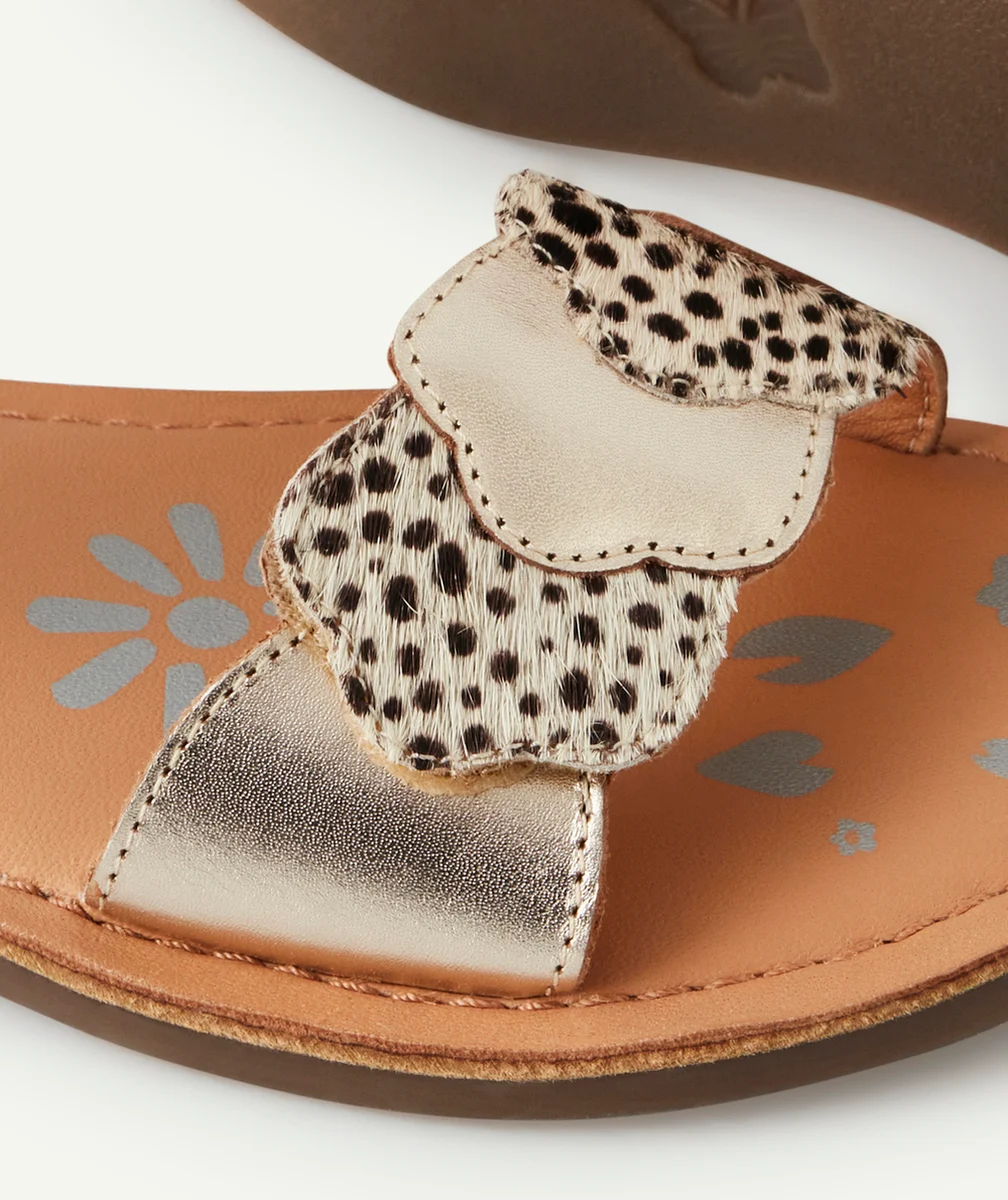 KICKERSSANDALES FILLE DYASTAR OR PANY EN CUIR