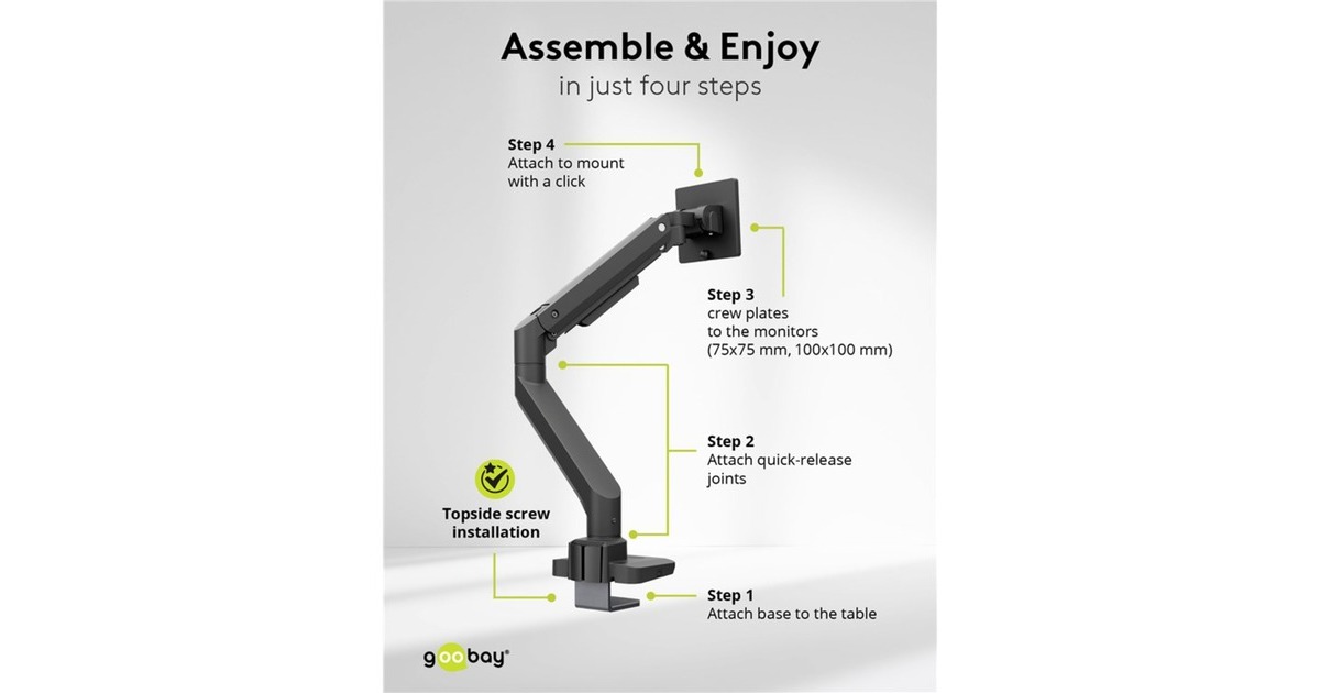 goobaySingle Monitor Mount Gaming, 17 tot 49 inch monitorarm  (Zwart)