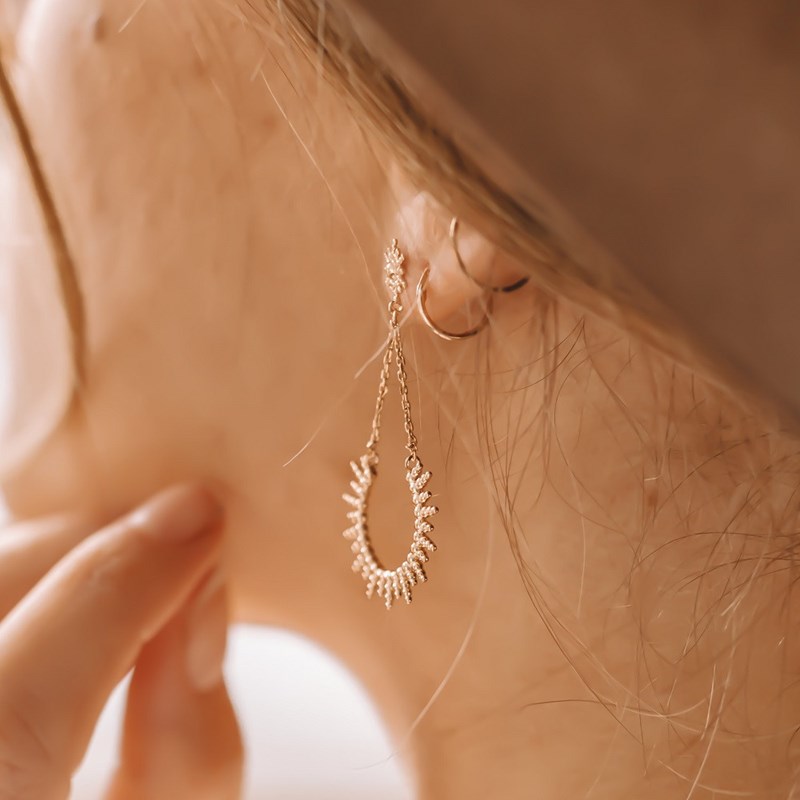 Boucles d'Oreilles Plaqué Or Soleil