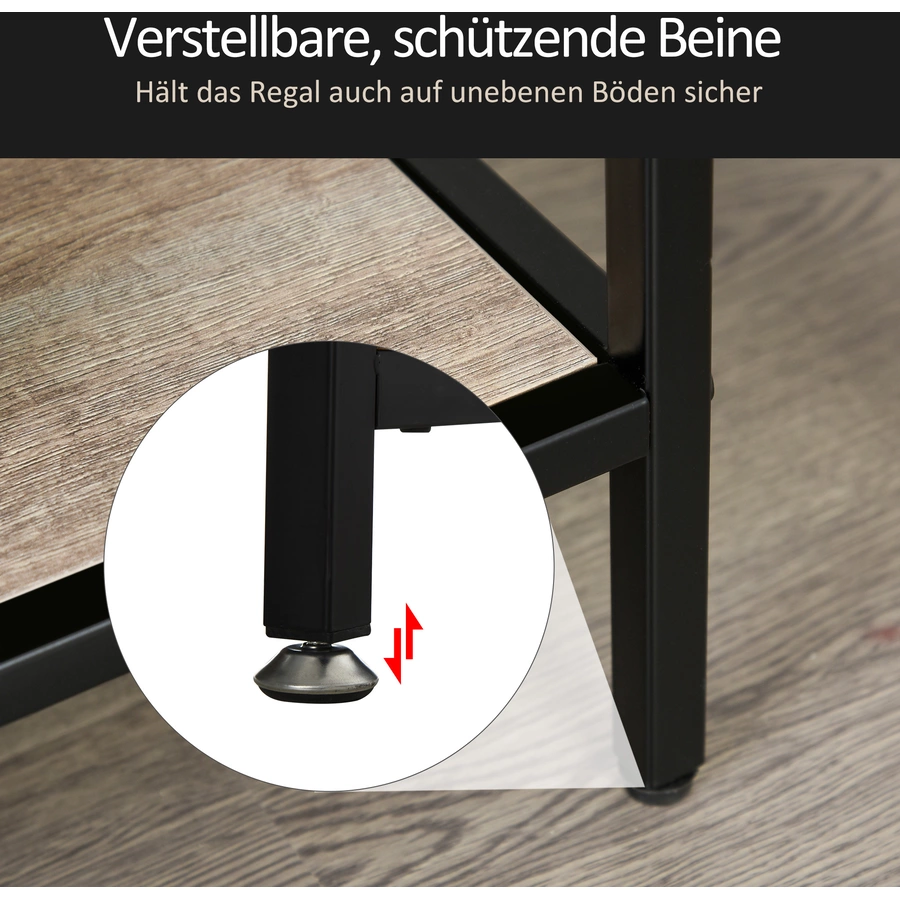 HOMCOM Standregal im industriellen Stil Eiche, schwarz