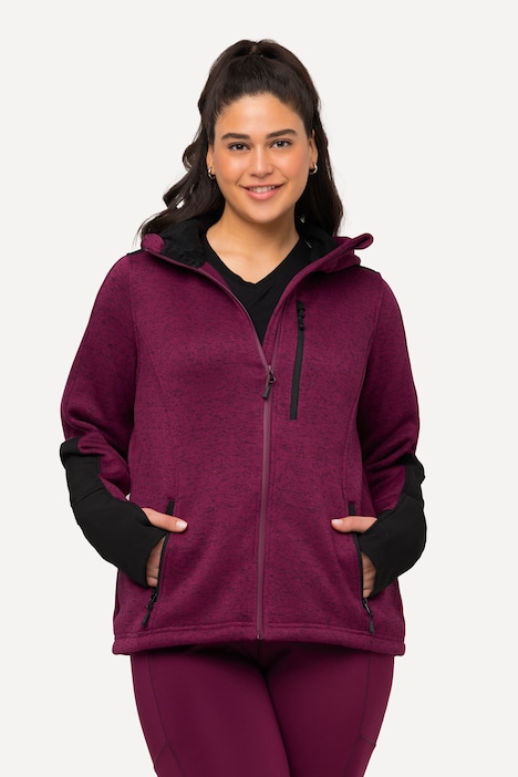 Fleecejacke, Reflektordruck, Kapuze, Daumenloch