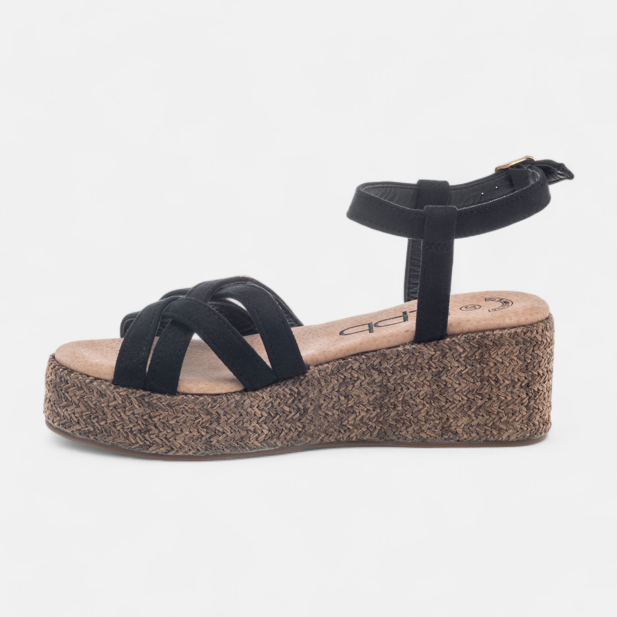 Nu-pieds à talon compensé Femme noir