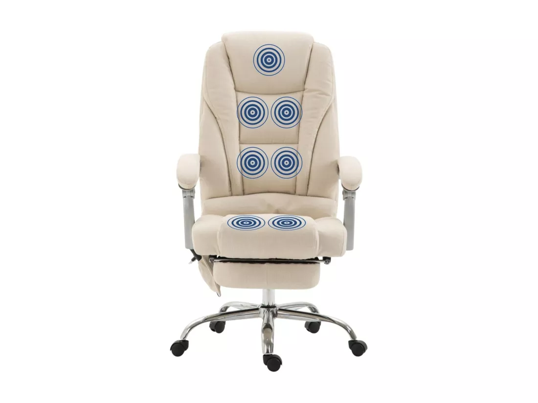 Chaise de bureau - Tissu & Métal chromé - Crème - Pacific