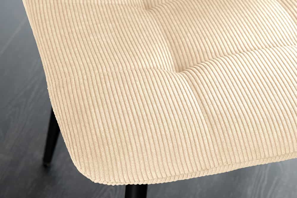 Moderner Design Stuhl TRES CHIC beige Cord schwarze Metallbeine Esszimmer