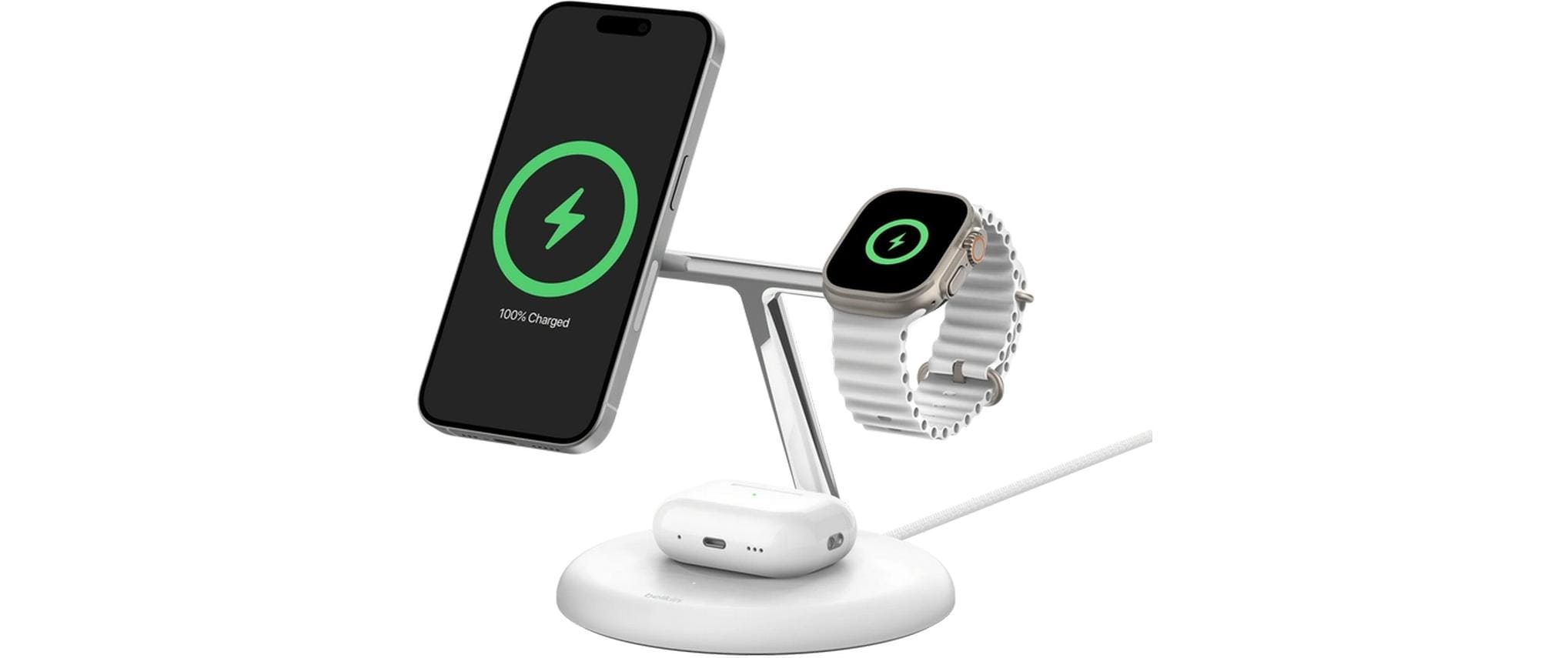 Wireless Charger Boostcharge Pro 3-in-1 Weiss<br>Kabellose magnetische 3-in-1-Ladestation mit Qi2