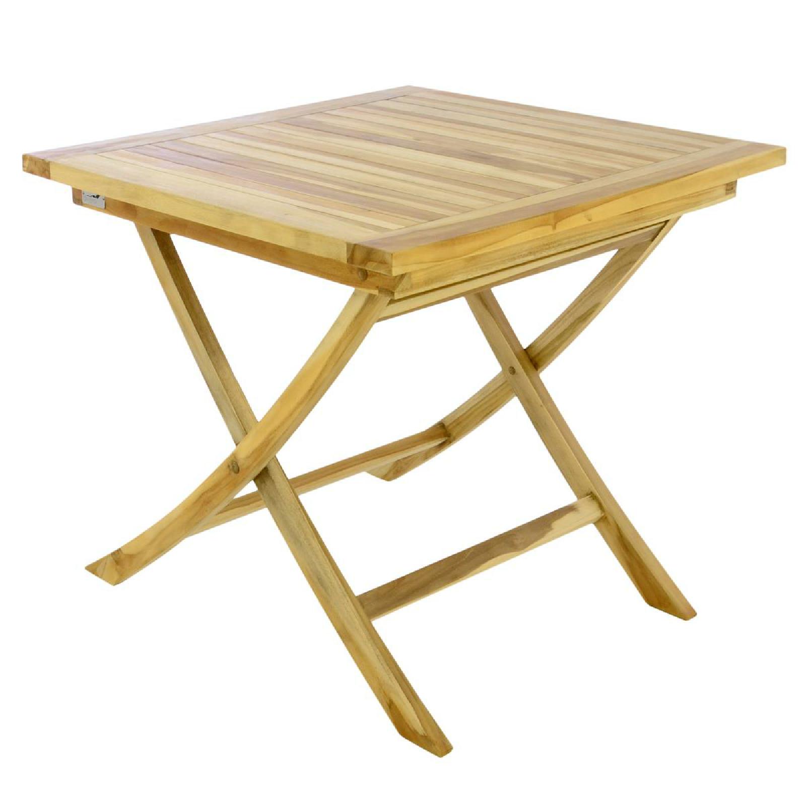VCM Balkontisch Gartentisch Teakholz Beistelltisch klappbar natur 80 x 80 cm