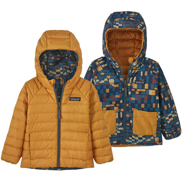 Doudoune ski PATAGONIA BABY REVERSIBLE DOWN SWEATER HOODY FITZ ROY PATCHWORK/INK BLACK