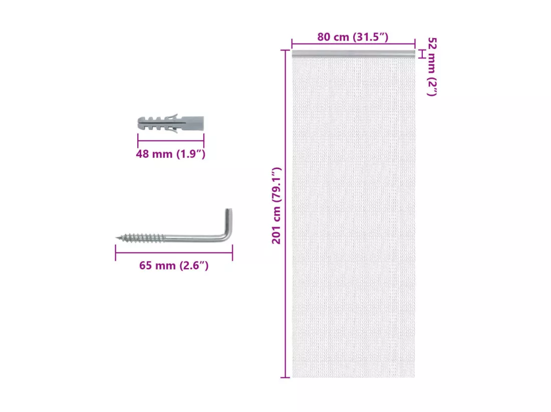 Moustiquaire de porte à cha?ne 80x201 cm aluminium