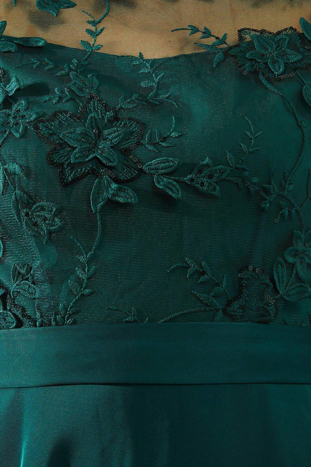Wallis Robe Évasée en Satin avec Superposition de Mesh