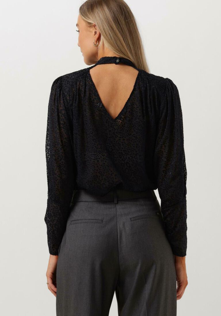 SCOTCH & SODA blauwe scotch & soda blouse mock neck top with open back detail