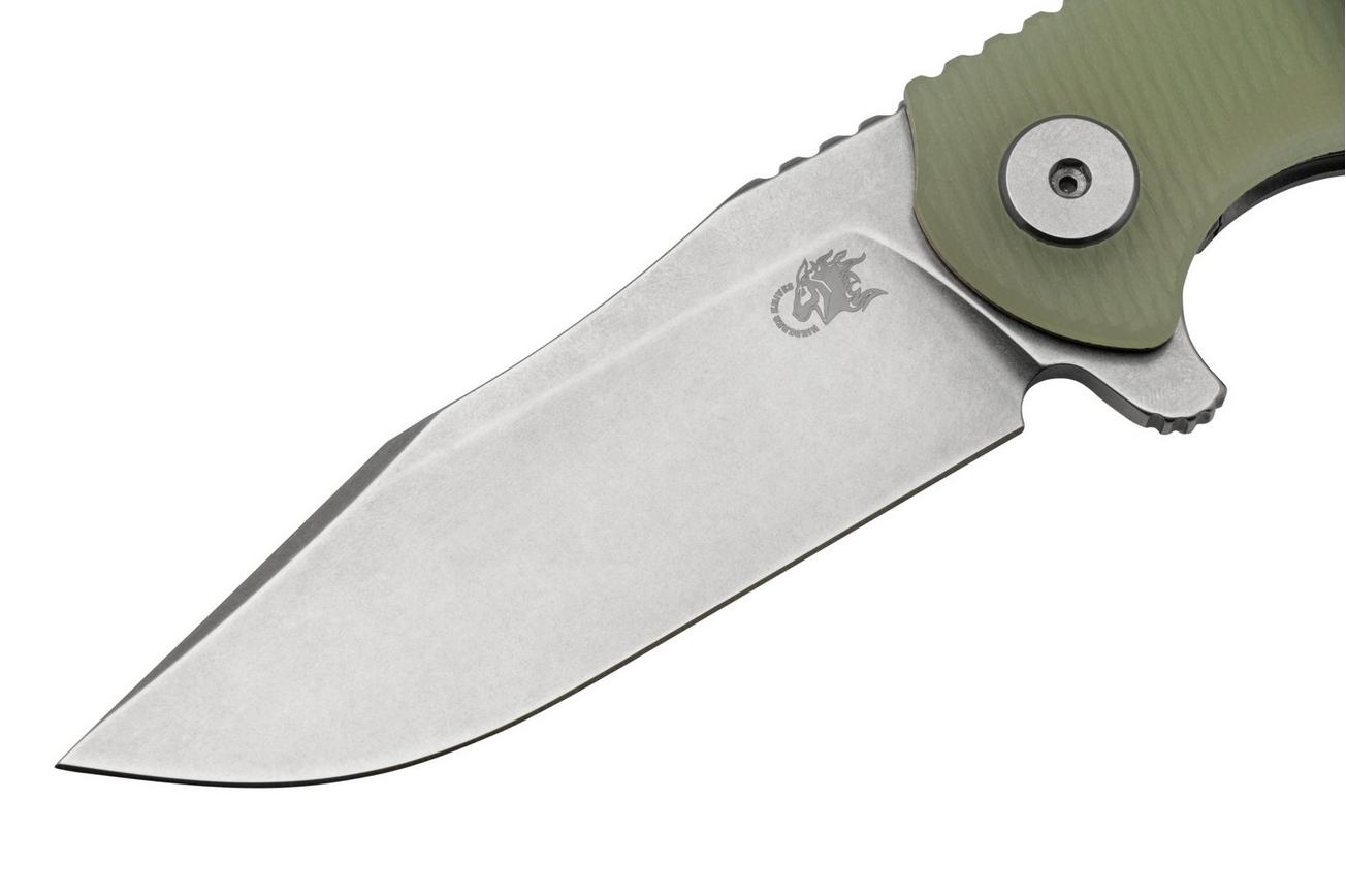 Rick Hinderer Project X, MagnaCut Clip point, Stonewash, Translucent Green G10 zakmes