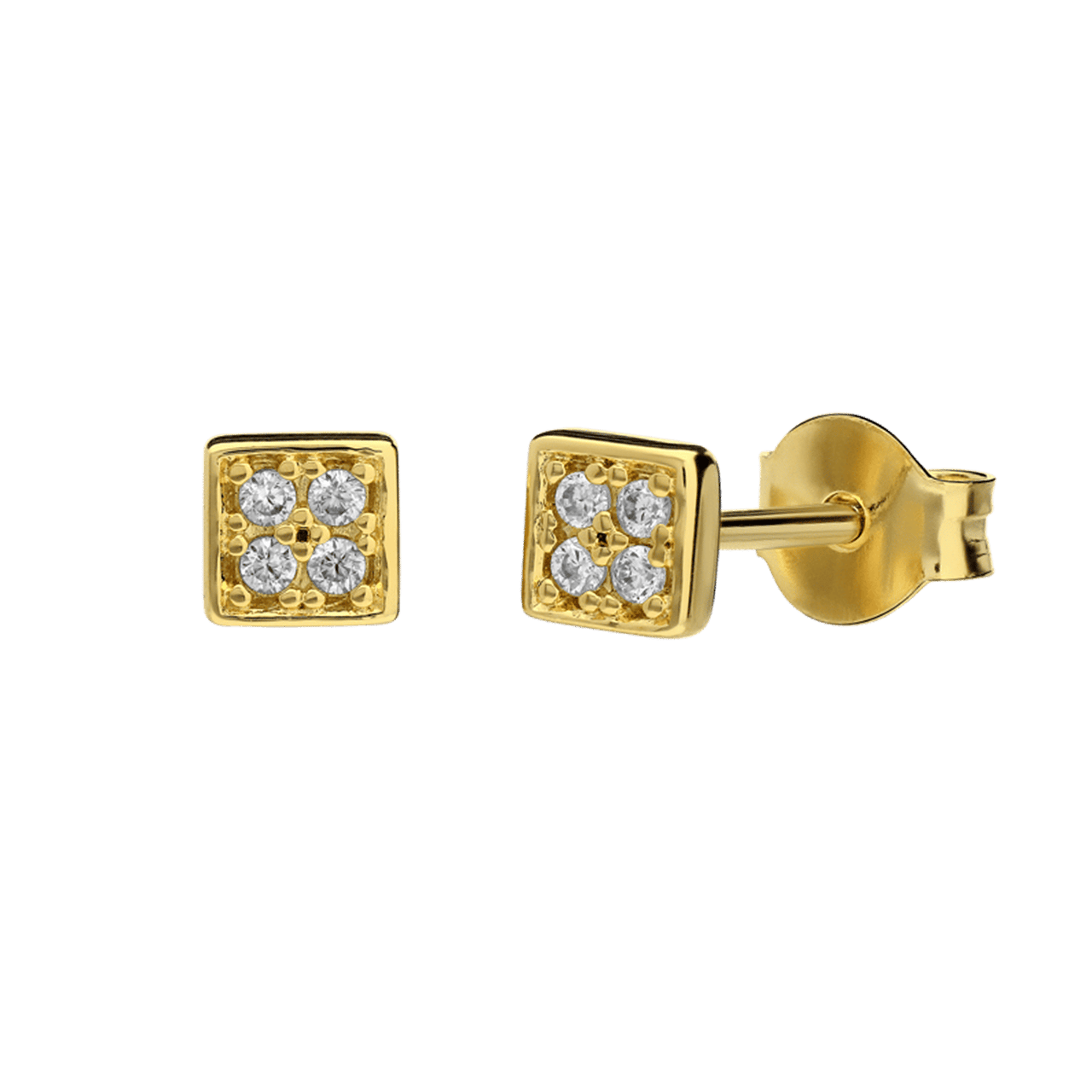 Zilveren goldplated jongensoorbellen vierkant 4mm