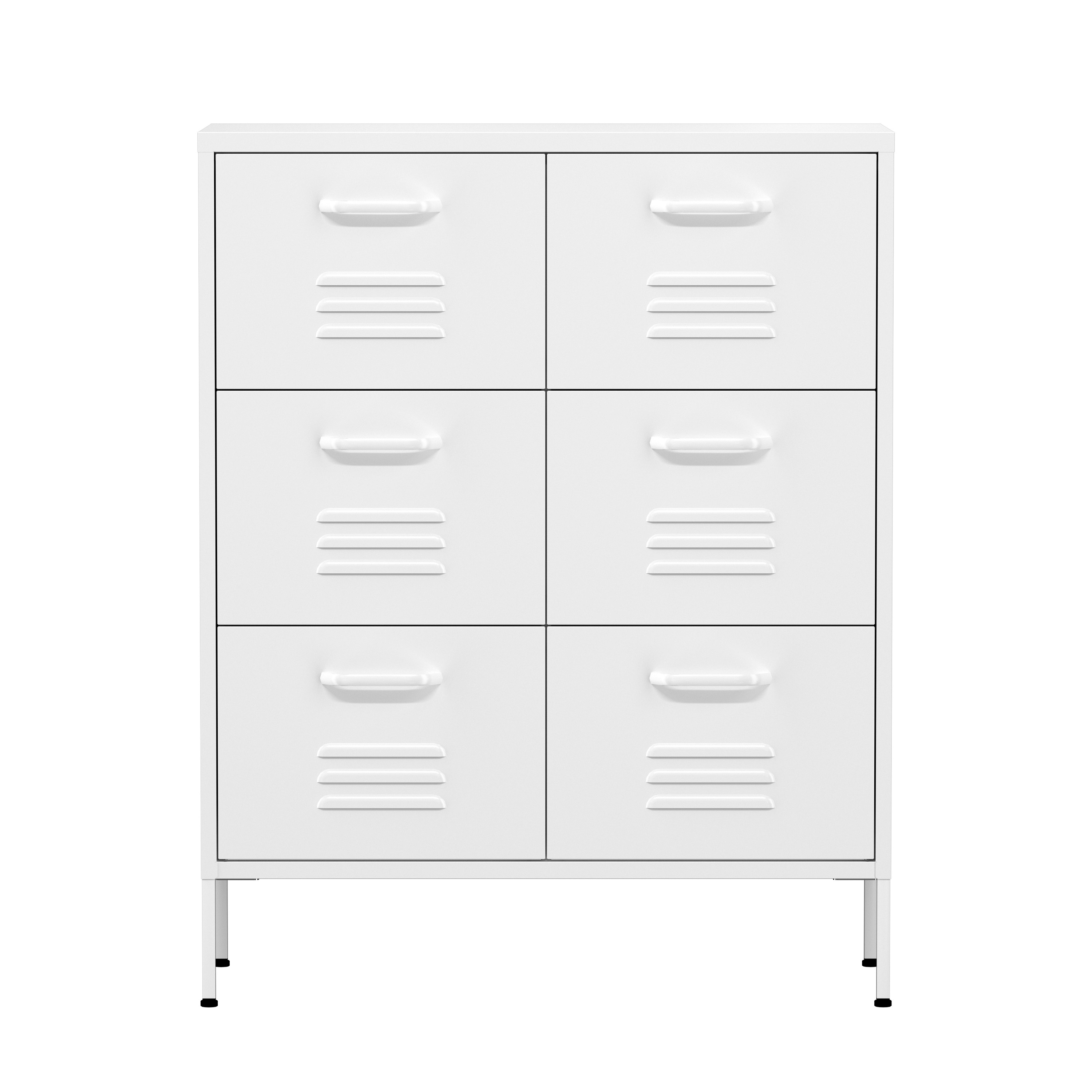 Kommode Metall KLAUS 6 Schubladen 80 x 101 cm weiss