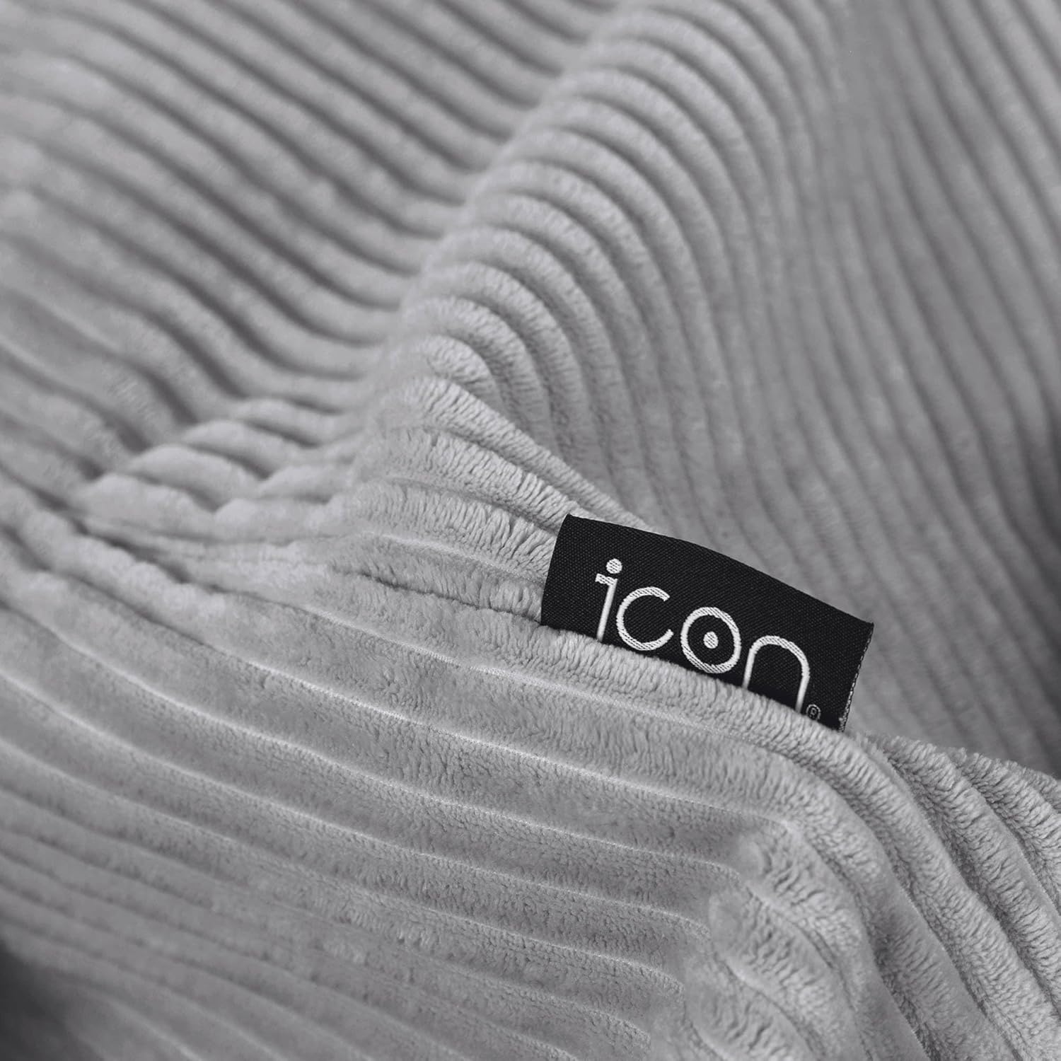 Icon Kingston Sitzsack mit Hocker Cord, Grau, Sitzsack Erwachsene mit Füllung, Bean Bag, Cord Sessel, Lounge Sessel, Lounge Stuhl, Schlafzimmer, Wohnzimmer, Wohnzimmer Möbel