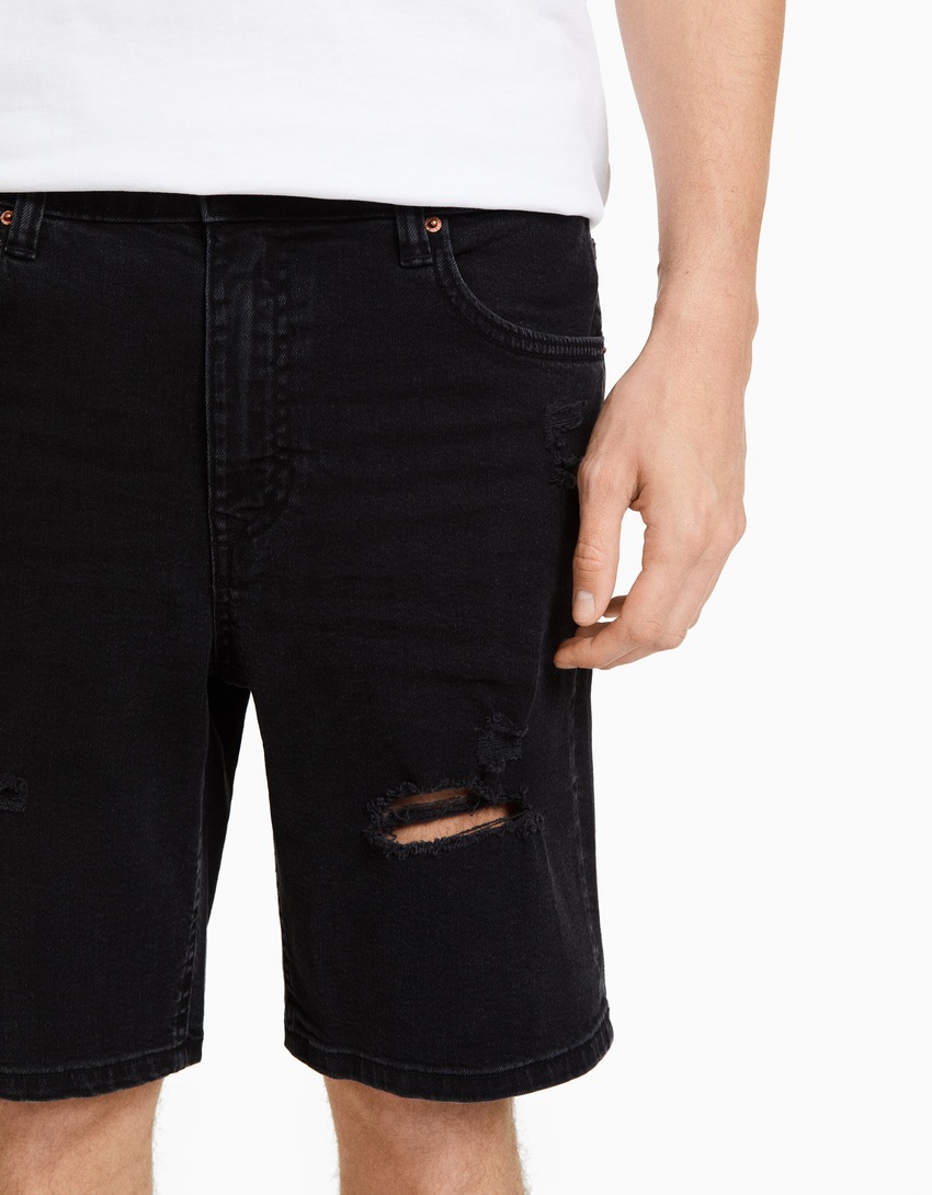 Bermuda jeans rasgada