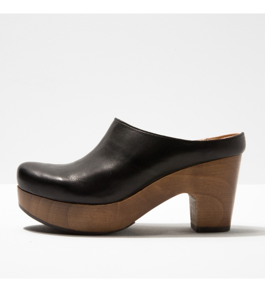 Tamancos Neosens Montone St. Laurent em couro preto - Altura do salto: 8 cm -