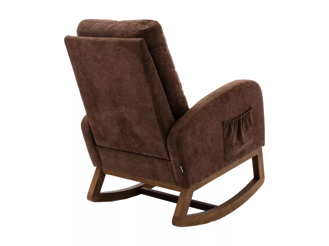 Chaise à bascule douce de style moderne du milieu du siècle, chaise à bascule pour chambre d'enfants, dossier haut rembourré, chaise à bascule coulissante d'accentuation pour le salon