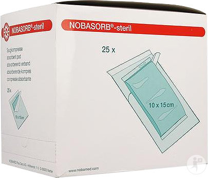Noba Nobasorb Steril Compresse Absorbant Stérile 10x15cm Pièces 25
